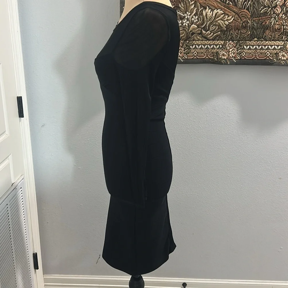 Bebe Black Mummy Bandage Body Hugger Dress. Sheer Mesh Top. Full Back Zip. SizeM - Picture 5 of 16